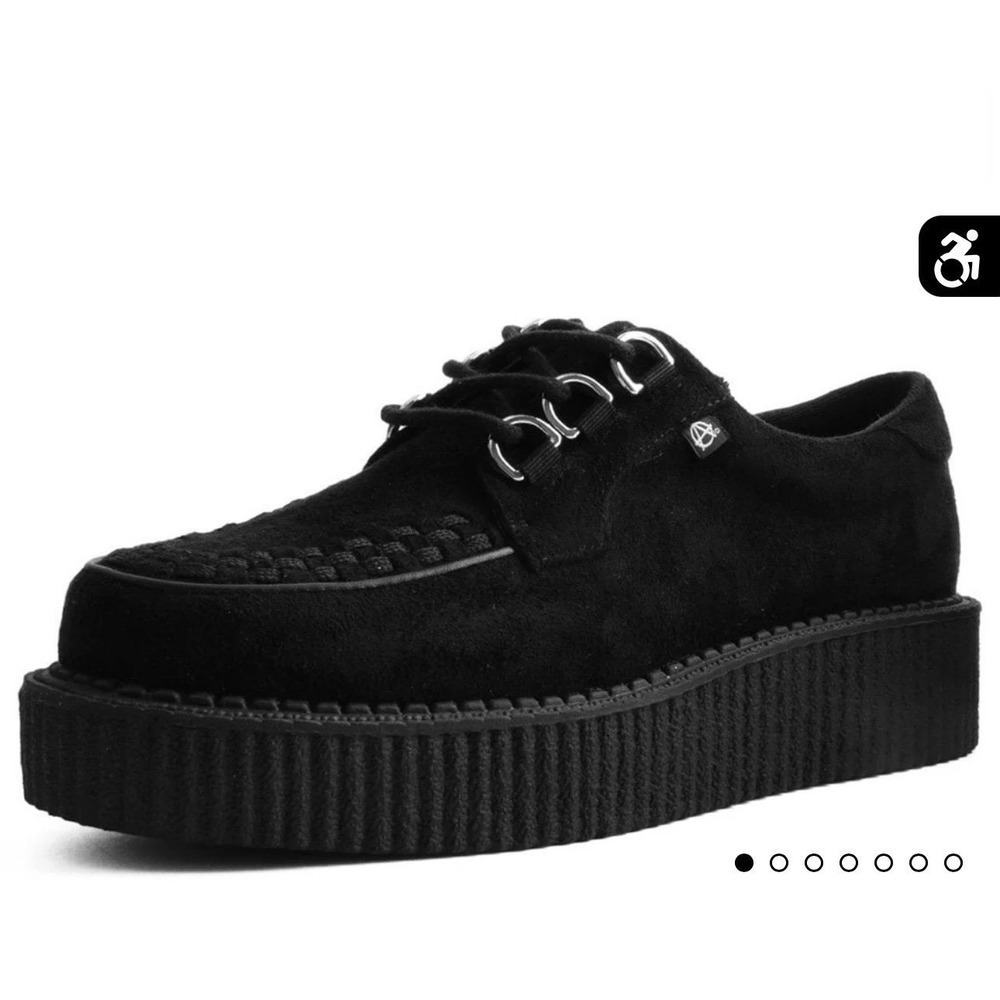 T.U.K  Black Faux Suede Anarchic Creeper Shoes Size 12 Men's/14 Women's T2262